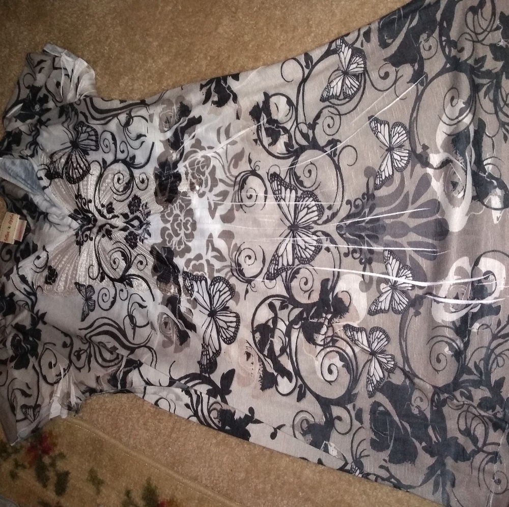 Black and White butterfly shirt